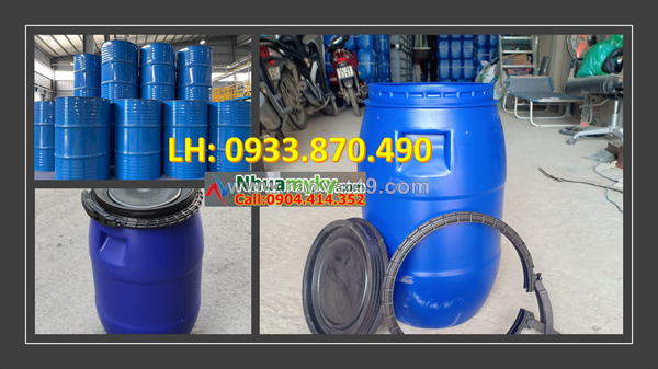 Thùng phuy nhựa qua sủ dụng 220 lít, thùng phuy sắt cũ tái mới 220 lít đựng hóa chất, làm bàn ghế