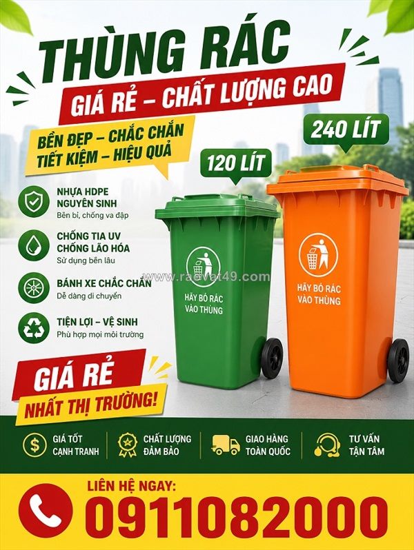 Thùng rác nhựa giá rẻ–bền đẹp–giao nhanh- lh 0911082000