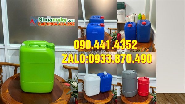 Tìm can nhựa 10 lít vuông xanh, thùng nhựa 20l đựng hóa chất, can nhựa 25l giá rẻ