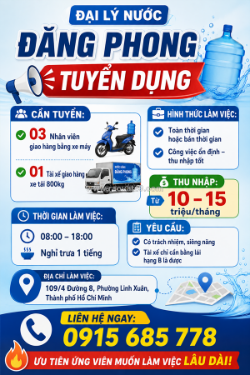 Tuyển 4 nv giao hàng, tài xế linh xuân