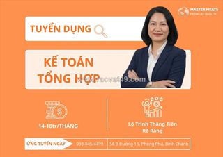 Tuyển gấp kế toán tổng hợp có kinh nghiệm làm ở bình chánh