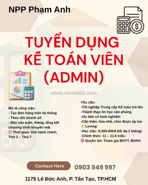 Tuyển kế toán viên tân tạo