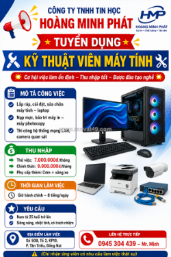 Tuyển kỹ thuật viên máy tính đồng nai