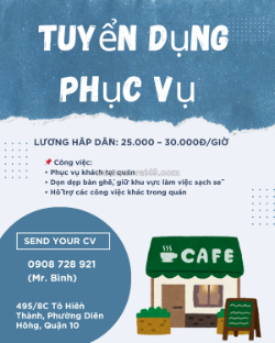 Tuyển nv phục vụ quận 10