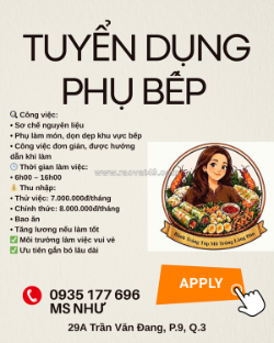 Tuyển phụ bếp quận 3