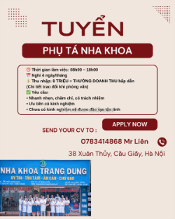 Tuyển phụ tá cầu giấy [làm ngay, ko cần kn]