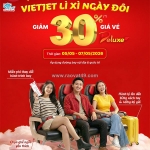 Vietjet giảm 30% giá vé hạng deluxe nhân ngày 5/5