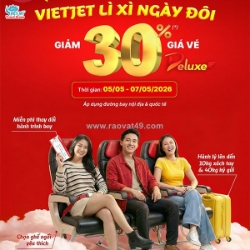 Vietjet giảm 30% giá vé hạng deluxe nhân ngày 5/5