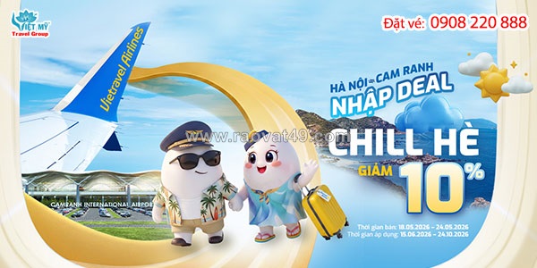 Vietravel airlines giảm 10% khi bay hà nội – cam ranh