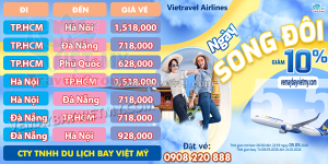 Vietravel airlines ưu đãi vé ngày đôi 5/5