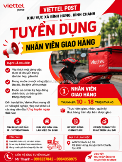 Viettel post bình hưng – bình chánh tuyển dụng nhân viên giao hàng