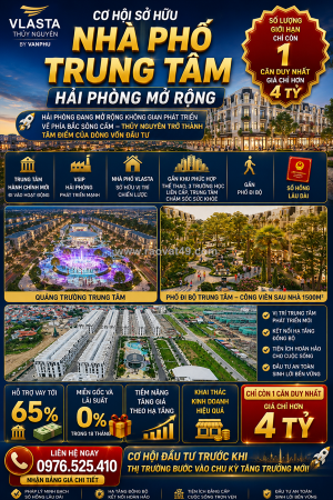 🔥 vlasta thủy nguyên – nhà phố trung tâm thành phố mới hải phòng chỉ từ 4,x tỷ