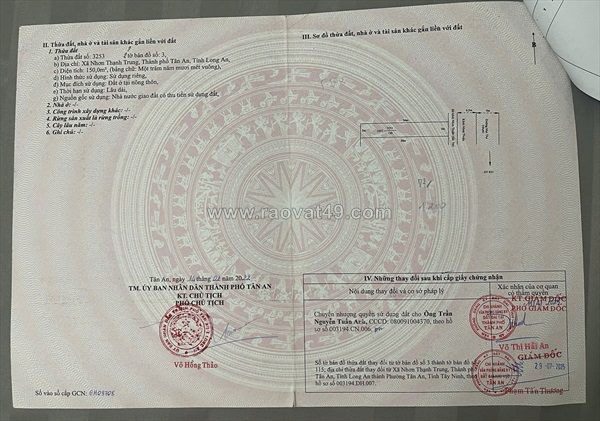 Bán 2 sổ đất tân an, long an cũ
