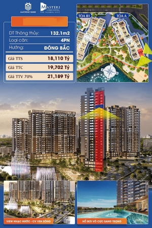 Bán căn hộ hiếm masteri cosmo central, view nhạc nước, công viên, 4pn, 132m2