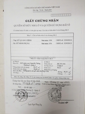 Bán nhà mặt tiền đường nguyễn phúc nguyên q3 1 trệt 1 gác suốt