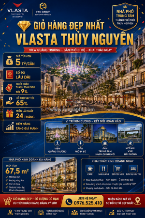 Bán nhà phố vlasta thủy nguyên hải phòng giá từ 5,x tỷ nhận nhà ngay
