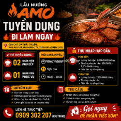 [bao cơm] 3 nhân viên phụ bếp, phục vụ q2