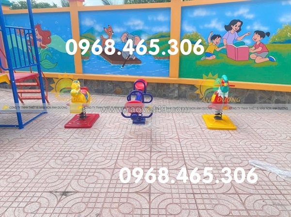 Bập bênh sắt trẻ em, bập bênh đôi khung sắt trẻ em, bập bênh thiên nga cho bé