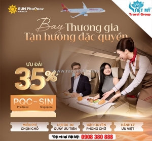 Bay hạng business class đến singapore - sun phuquoc airways giảm 35%