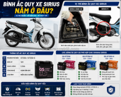 Bình ắc quy xe sirius nằm ở đâu?