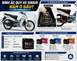 Bình ắc quy xe sirius nằm ở đâu?