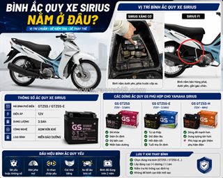 Bình ắc quy xe sirius nằm ở đâu?
