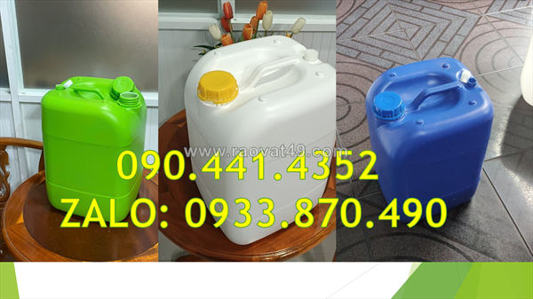 Can 20 lít đựng chất khoáng, can nhựa 25 lít vuông trắng, can 30 lít trắng đựng dầu