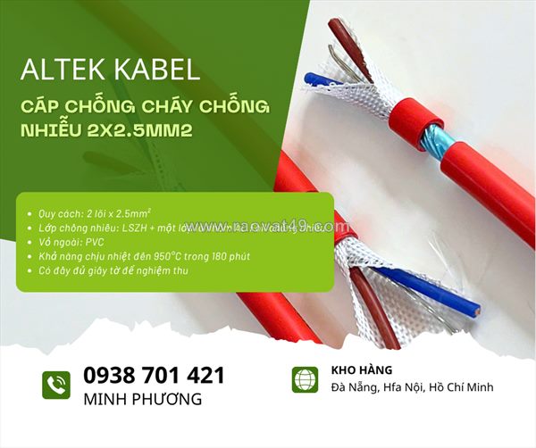 Cáp chống cháy chống nhiễu 2x2.5mm² – giải pháp an toàn cho hệ thống pccc