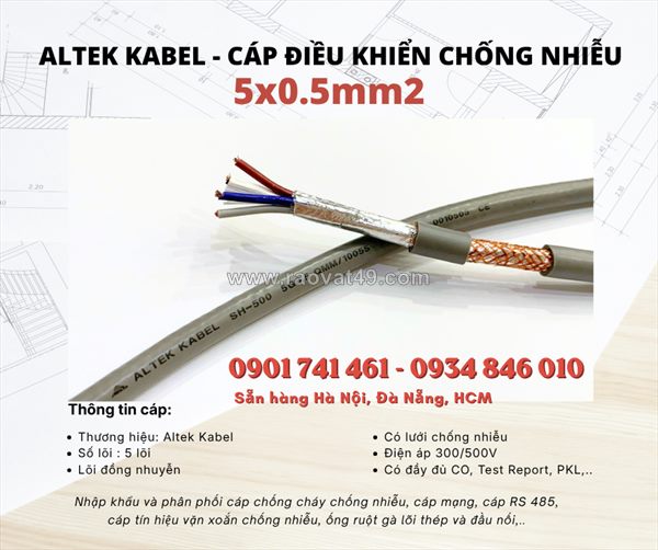 Cáp điều khiển altek kabel 5x0.5mm2 có lưới chống nhiễu tại đà nẵng