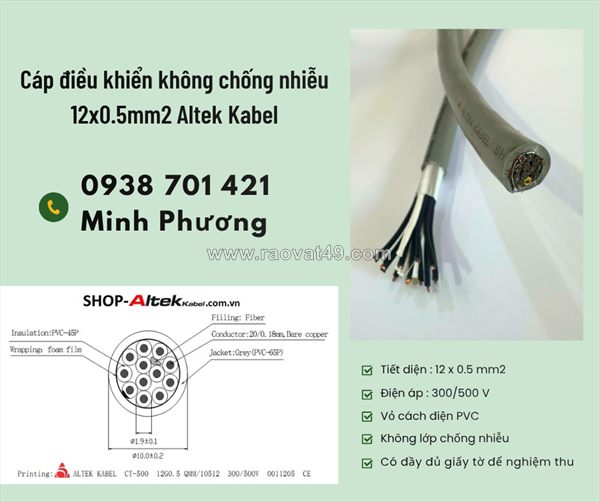 Cáp điều khiển không lưới chống nhiễu 12 lõi 0.5mm2 giá tốt đà nẵng, hồ chí minh