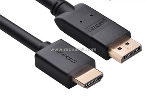 Cáp displayport 1.2 to hdmi 3m ugreen 10203 – kết nối 4k sắc nét, ổn định
