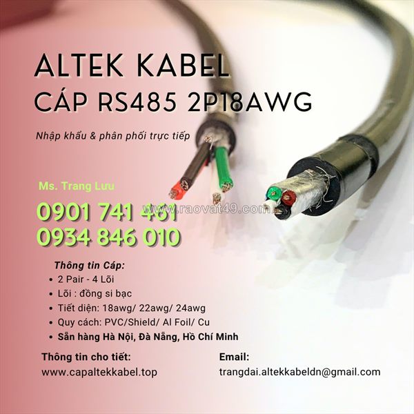 Cáp tín hiệu rs485 awg 2 pair vặn xoắn chống nhiễu altek kabel chính hãng