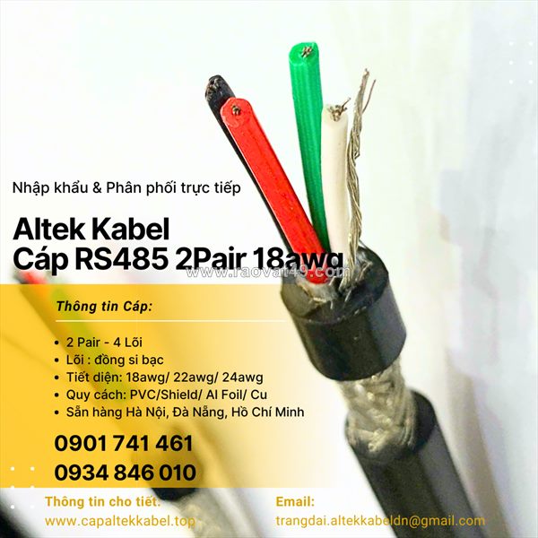 Cáp tín hiệu rs485 awg 2 pair vặn xoắn chống nhiễu altek kabel chính hãng