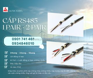 Cáp tín hiệu rs485 awg, 22awg, 24awg loại 1 pair/ 2 pair altek kabel