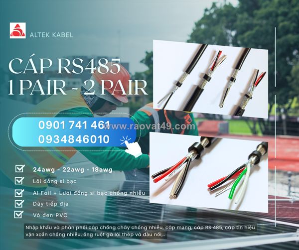 Cáp tín hiệu rs485 awg, 22awg, 24awg loại 1 pair/ 2 pair altek kabel