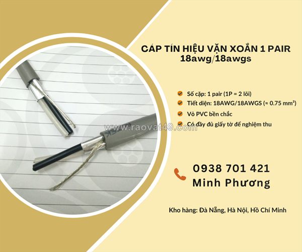 Cáp tín hiệu vặn xoắn 1 pair awg/awgs – truyền tín hiệu ổn định, chống suy hao