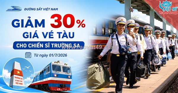 Chiến sĩ trường sa được giảm 30% giá vé tàu trên toàn quốc