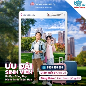 China airlines ưu đãi vé bay và hành lý mùa du học 2026