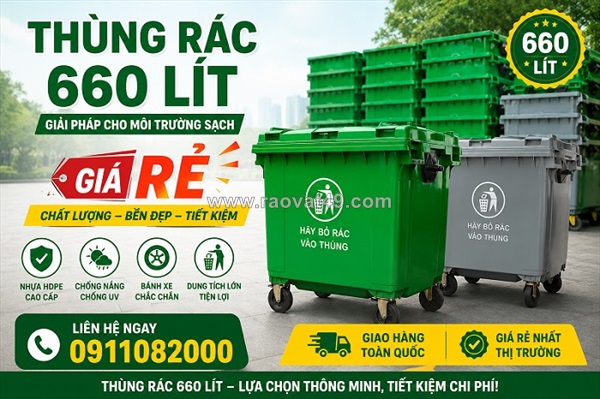 Cung cấp thùng rác nhựa hdpe 120 lít, 240 lít, 660 lít– giải pháp giữ gìn môi trường- lh 0911.082.000