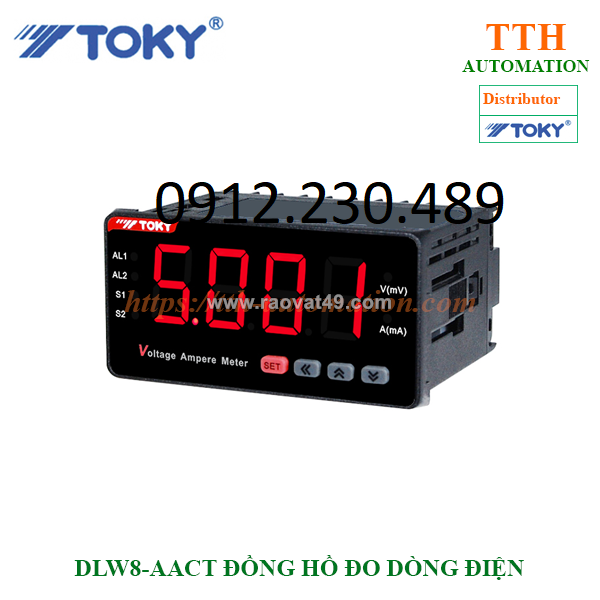 Đồng hồ đo dòng điện toky dlw8-aact kích thước: 48h*96w*73l