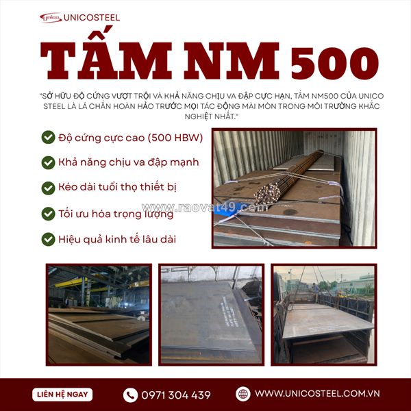 Giải pháp bảo vệ thiết bị cơ khí hạng nặng với thép tấm đặc chủng nm500 độ cứng 500hbw nhập khẩu chính ngạch tại unicosteel