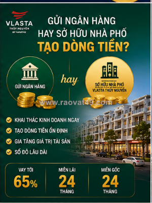 Gửi ngân hàng hay sở hữu nhà phố tạo dòng tiền tại vlasta thủy nguyên?