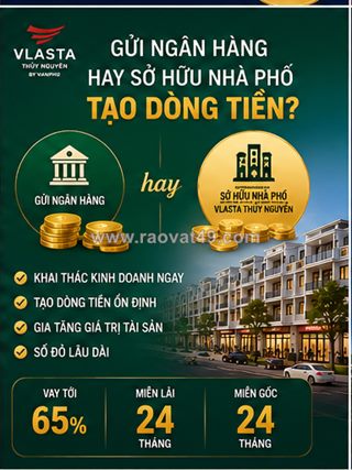 Gửi ngân hàng hay sở hữu nhà phố tạo dòng tiền tại vlasta thủy nguyên?