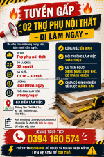 [ko cần kn] 2 thợ phụ nội thất hóc môn