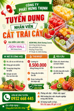 [ko cần kn] nv cắt trái cây tp thuận an