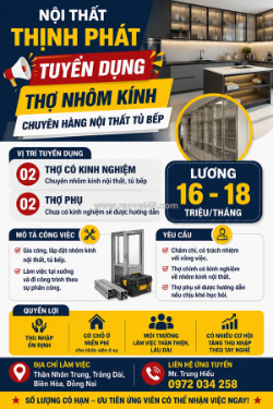 [làm ngay] 4 thợ nhôm kính biên hòa