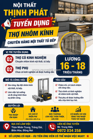 [làm ngay] 4 thợ nhôm kính biên hòa