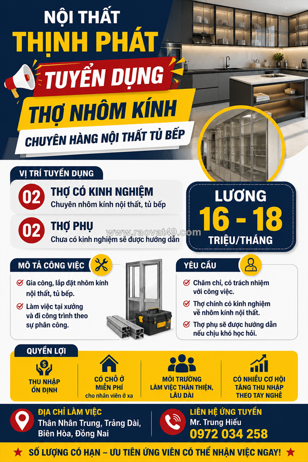 [làm ngay] 4 thợ nhôm kính biên hòa