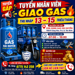 [làm ngay] nhân viên giao gas quận tân bình