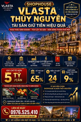 Nhà phố thương mại vlasta thủy nguyên - giá tốt nhất tháng này